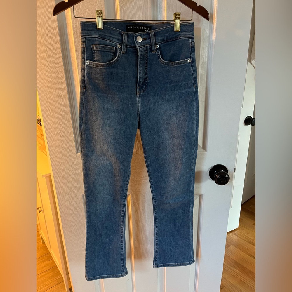Veronica Beard Carly Lick Flare cropped Ankle Jeans